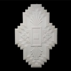 CCR-38P / R515S Small Art Deco Rectangular Fan Ceiling Rose Solid