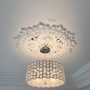 LS-07 Giotto 6 light Chrome Crystal Pendant with Frosted Glass Bottom