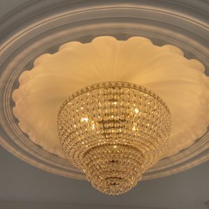 LS-09 Setatt Crystal Chrome 6 light Chandelier