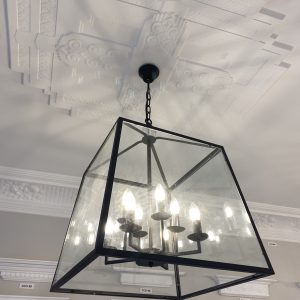 LS-16 Tamarka 8 light Glass Panel Black Frame