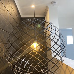 LS-32 Sansiro 1 light Black Round Laser Cut Pendant