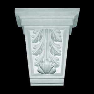 Curled Acanthus Leaf Truss Keystone with Square Cap in Cement
