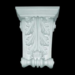 T20 Curled Acanthus Leaf Truss Keystone with Cap and Scroll