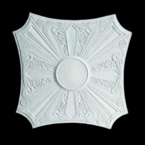 R539 Art Deco Square Sunburst Ceiling Rose Solid