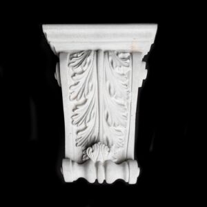 T20 Curled Acanthus Leaf Truss Keystone with Cap and Scroll