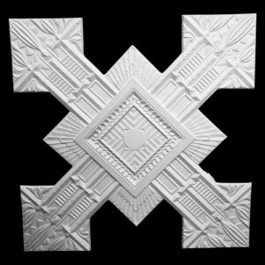 RCH-05AS Extended Arrows and Five Square Fluted Art Deco Ceiling Rose Solid